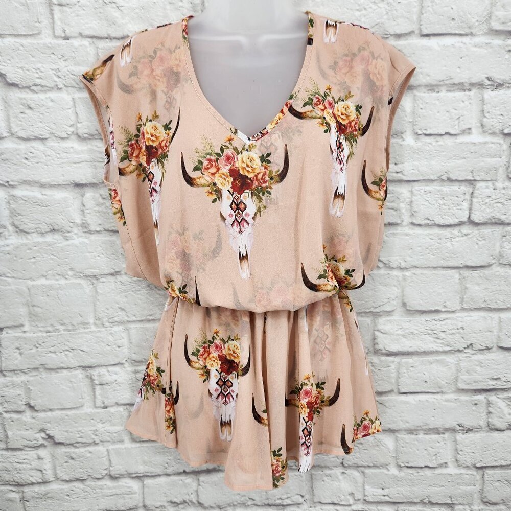 Show Me Your Mumu Desert Rose Rowdy Western Romper Extra Small